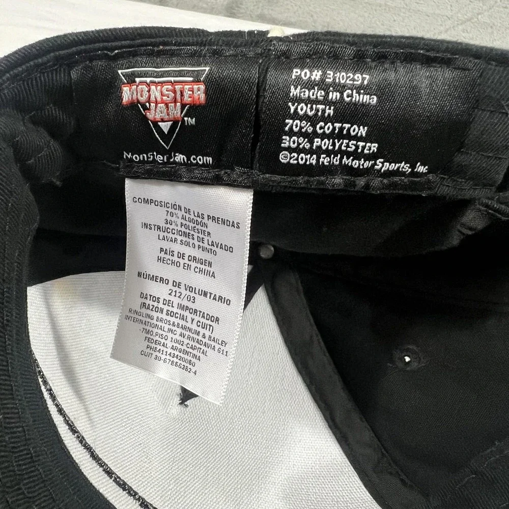 Monster Jam Max-D Hat Cap Strap Back Youth Adjustable Black Monster Truck Boys